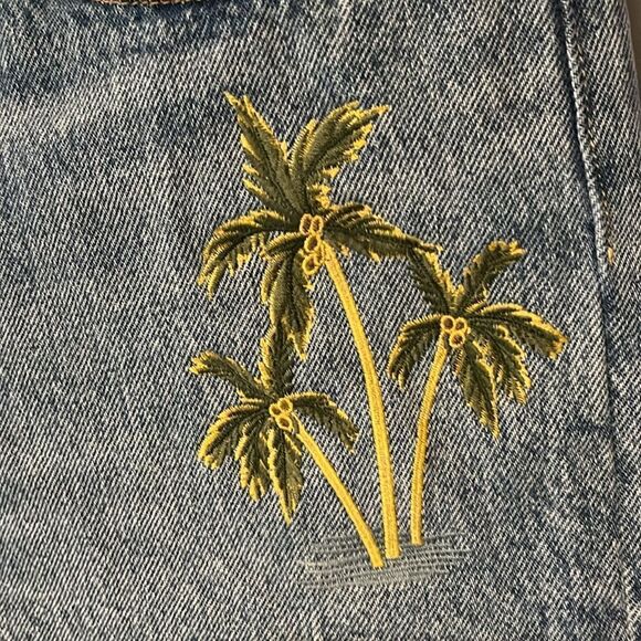 Levi's Denim Jean Shorts Palm Trees Button Fly Size 31 - Picture 4 of 12